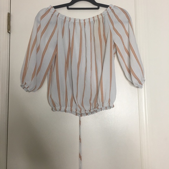Orange Striped Off the Shoulder Top (Medium) - Picture 5 of 9